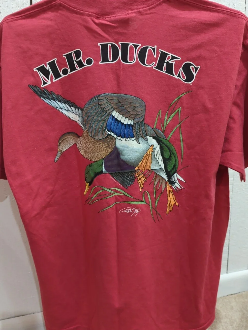 Vintage M.R. Ducks Ocean City MD T Shirt Mens Large Red Graphic Duck Graphic Tee